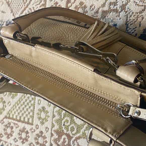 Coach Hampton Cream Leather Carryall Satchel Tote Handbag Braid Pebble F13084 - Picture 7 of 16